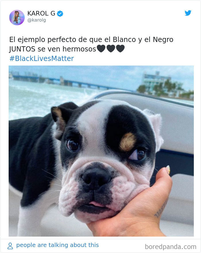 Karol G Tweeted, "The Perfect Example That Black And White Together Look Beautiful. #blacklivesmatter'"