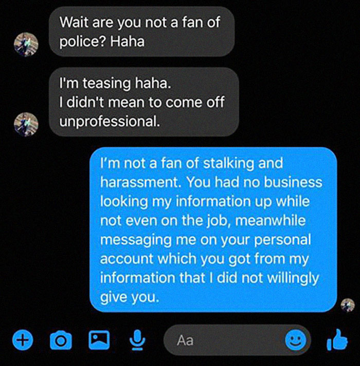 Girl Shares How A Creep Got Her Contact Info To Harass Her, Turns Out He's A Cop