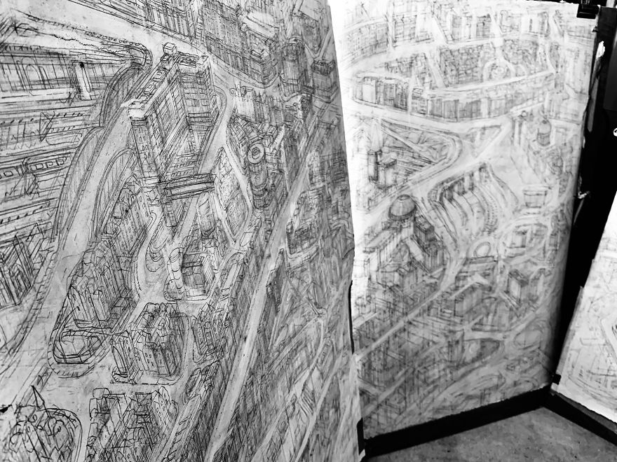 Giant Sketch Of Aberdeen Being Completed While In Lockdown