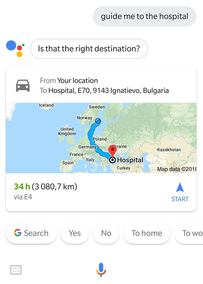 Lo creas o no, Google, hay hospitales más cercanos