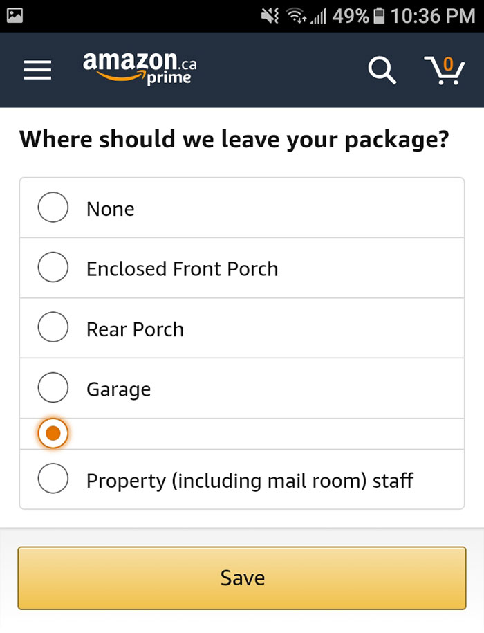Ah Yes, I'd Like My Package To Be Placed Into The Void