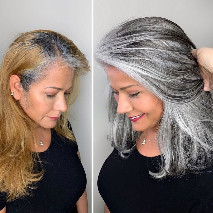35 People Who Ditched Dyeing Their Gray Hair | Bored Panda