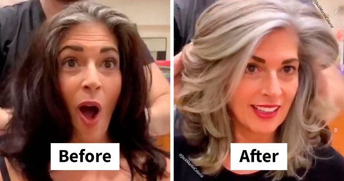 35 People Who Ditched Dyeing Their Gray Hair | Bored Panda