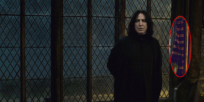 In Snape’s Death Scene, There's A Gryffindor Scarf Hanging Up In The Background, A Reference To His Bravery And Dumbledore Saying He “Sometimes Thinks They Sort Too Soon” In The Books