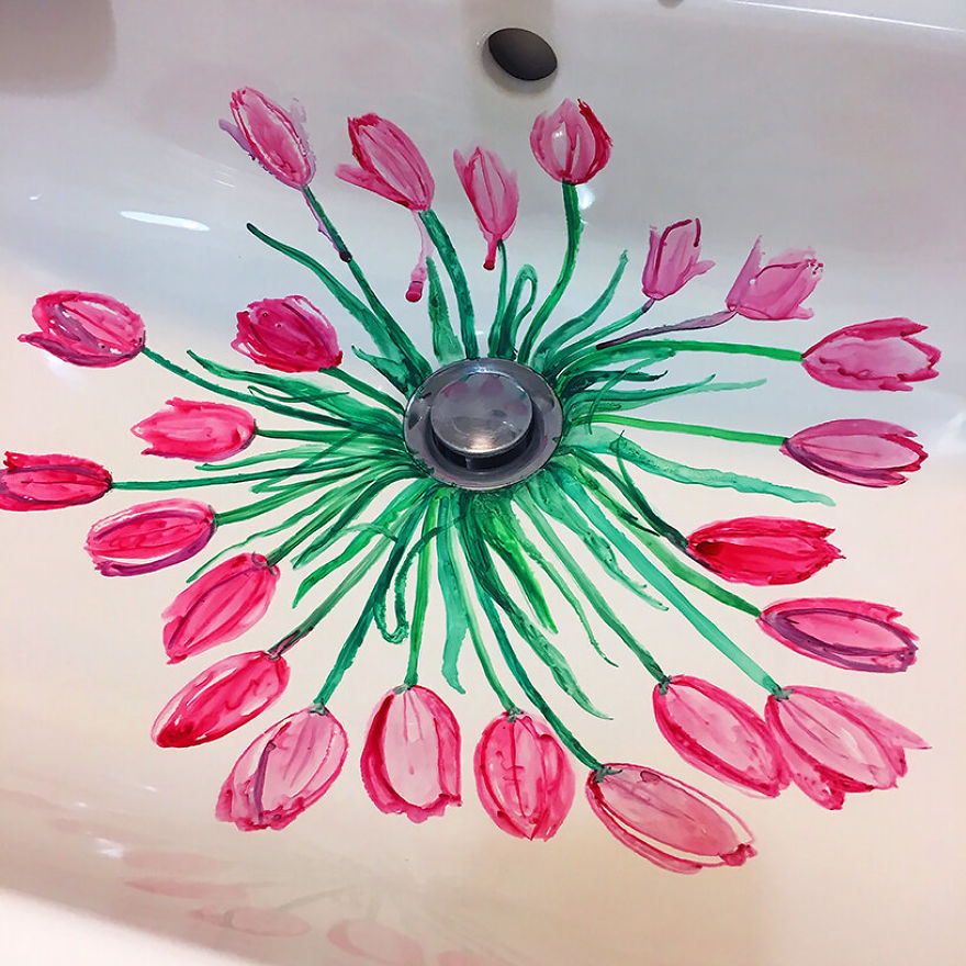 Artist Uses Her Sink As A Canvas And Lets The Water Destroy Her Paintings 24 Hours Later (26 Pics)