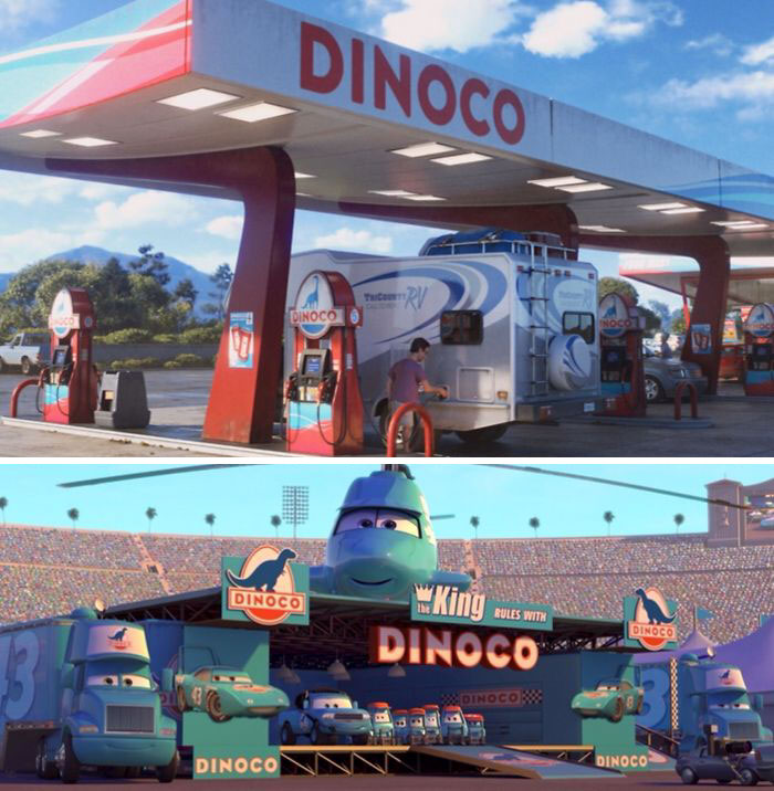 In Toy Story 4 (2019) When Bonnie And His Parents Took A Field Trip They Stopped At A Gas Station Owned By Dinoco That Was Also A Racing Car Company In Cars 1-3
