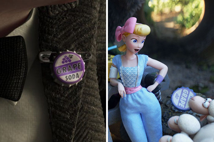 In Toy Story 4 (2019) The Bottle Cap Found By Bo Peep's Sheep Is A Reference To The Grape Soda Bottle Cap Pin In "Up"