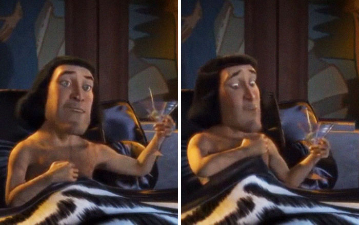 Shrek: Lord Farquaad Gets An Erection Under The Blanket As He Looks At The Princess, You Can Actually See The Blanket Rise Before He Hides It