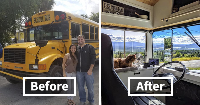 Couple Spends A Year And A Half Converting An Old ’90s School Bus Into A Cozy Home, And It’s Worth All The Work