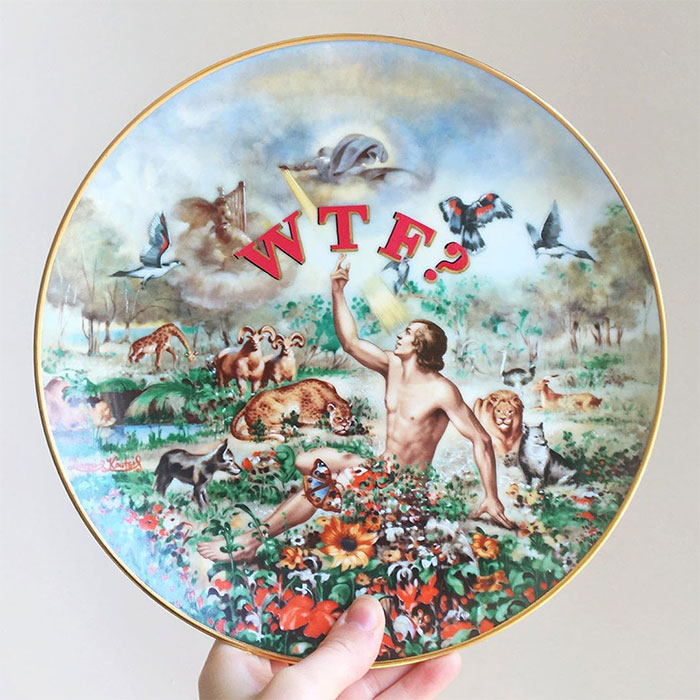 Thrifted Vintage Plates Made Irreverent With Typography By Marie-Claude Marquis (62 Pics)