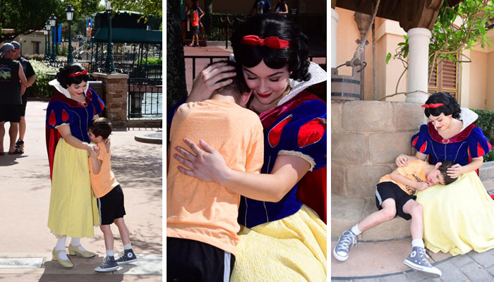  Snow White Comforts Boy With Autism Who Had A Meltdown In Disney World