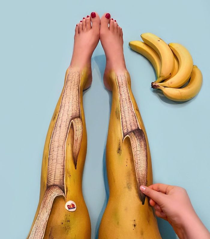 Chinese Artist Paints Food Impressively On Her Body