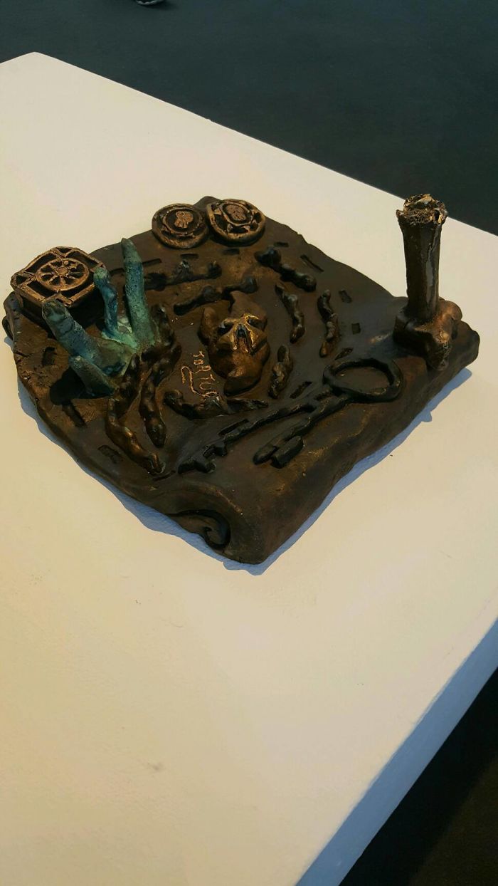 Hello! I Made This 36 Pound Bronze Map Sculpture Inspired By The Pirates Of The Caribbean Franchise. The Pillar Is A Candle Holder