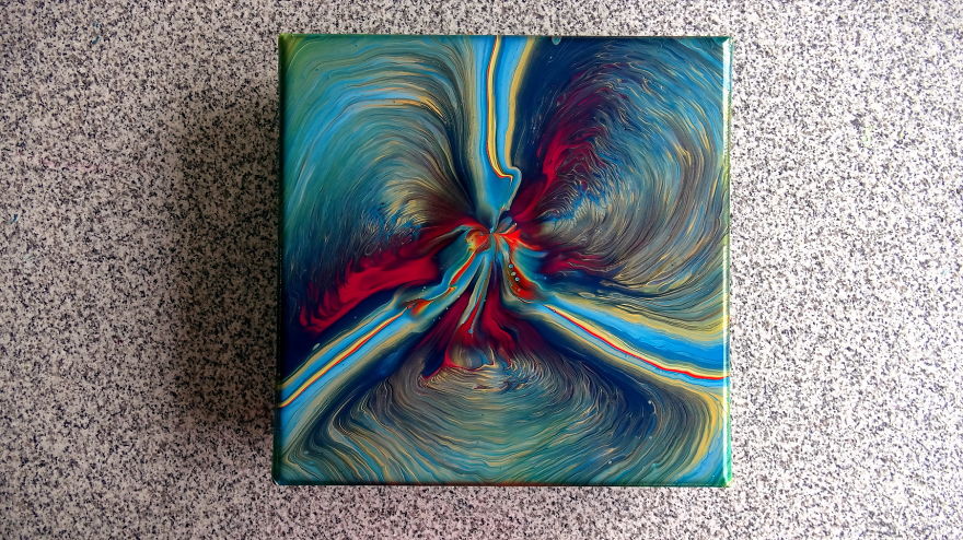 Chasing The Storm ~ Acrylic Spin Art ~ Cup Bottom Straight Pour