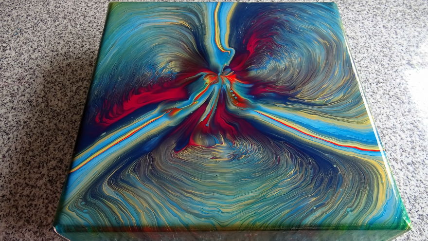 Chasing The Storm ~ Acrylic Spin Art ~ Cup Bottom Straight Pour