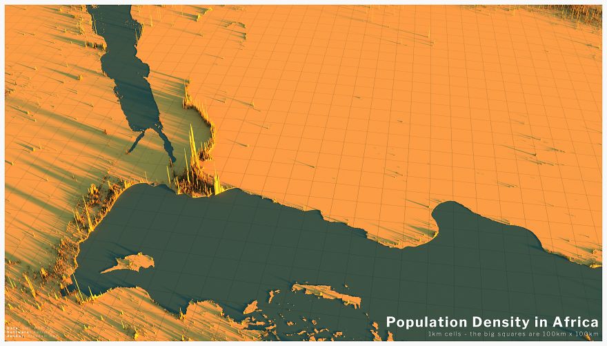 Alasder Ray Decided To Visually Visualize The Earth’s Population Density.
