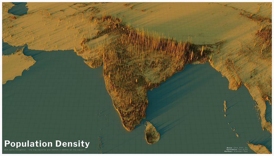 Alasder Ray Decided To Visually Visualize The Earth’s Population Density.