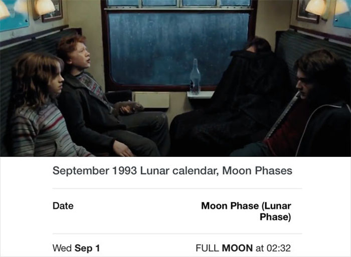 In Harry Potter And The Prisoner Of Azkaban, Professor Lupin Sleeps Through Most Of The Train Ride To Hogwarts. The Date Is The 1st Of September, 1993. There Really Was A Full Moon The Previous Night; He Was Exhausted Because He'd Transformed The Night Before