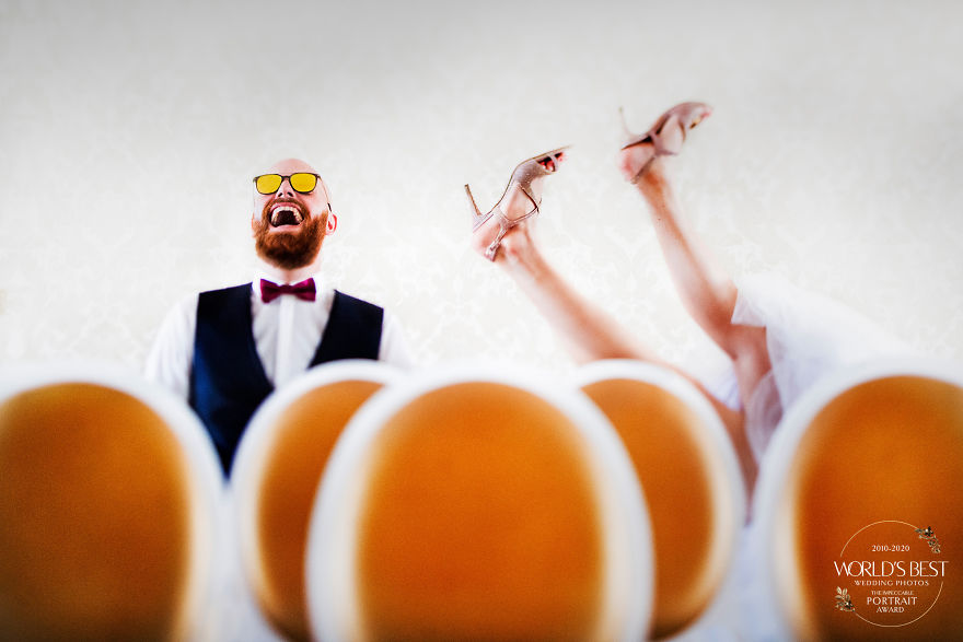 This Hilarious Shot When The Bride Goes Head Over Heels.