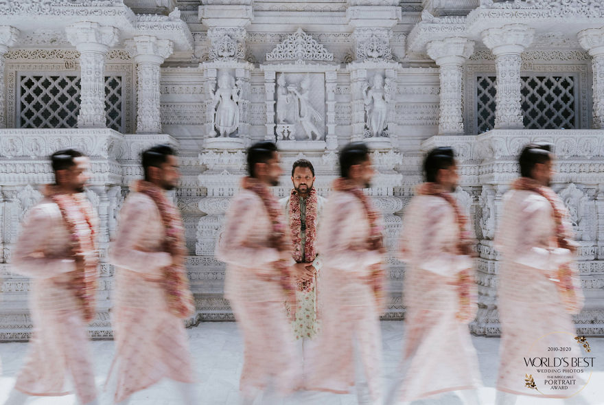 A Clever, Slow-Shutter Shot Of A Groom And His Groomsmen
