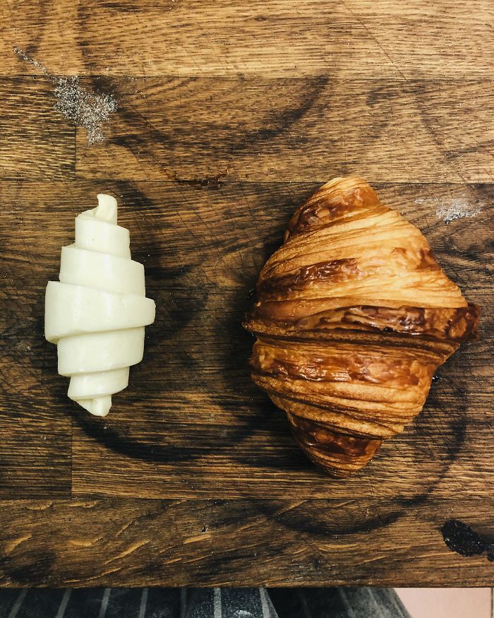 Croissants. Before And After. Professional Baker Just Sharing A Nice Comparison