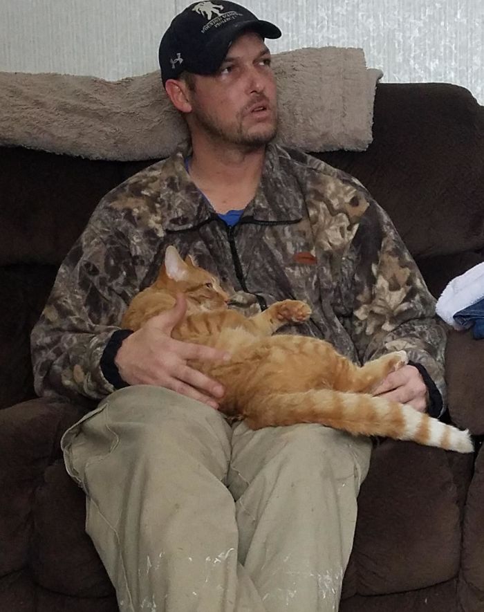 My Husband, The Life Long Cat Hater. He Found Crookshanks Abandoned On A Job And Offered Some Token Resistance When I Wanted To Bring Him Home. Six Months In And While They've Been Tight Since Day 1, He Often Remarks That Crook Is The Weirdest Dog He's Ever Had