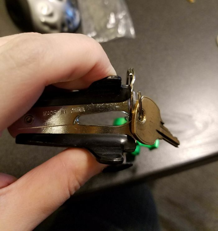 Get Keys On A Keyring With A Staple Remover
