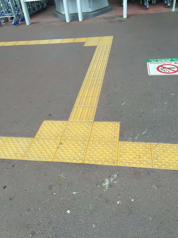 In Japan And Many Other Countries, Sidewalks Have Paths For The Blind