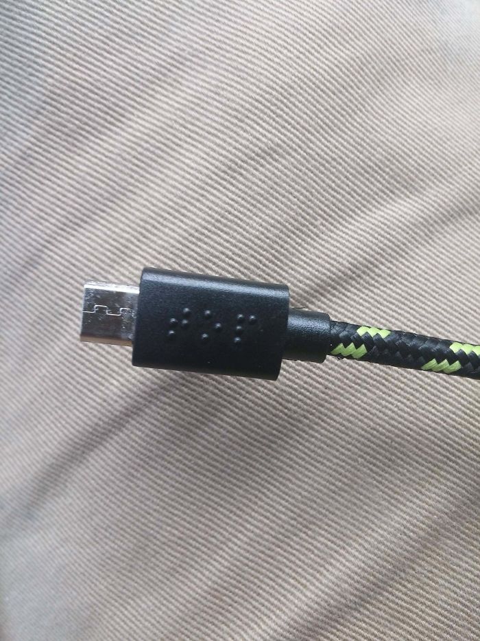 This USB Cord Spells Top In Braille