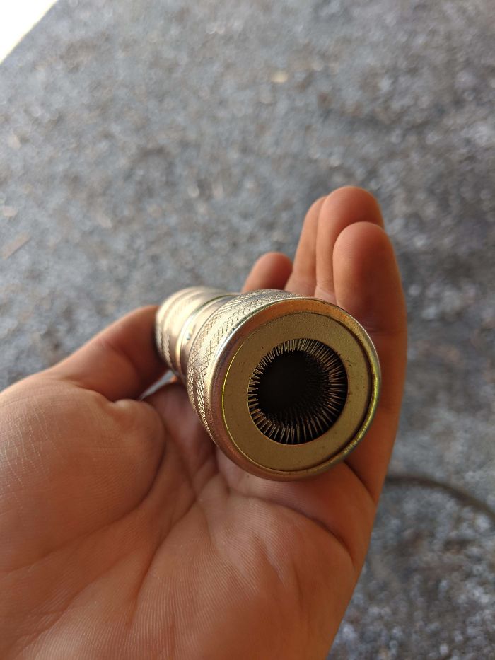 Cylinder With Hole With Wire Brush Metal Inside. Witt?