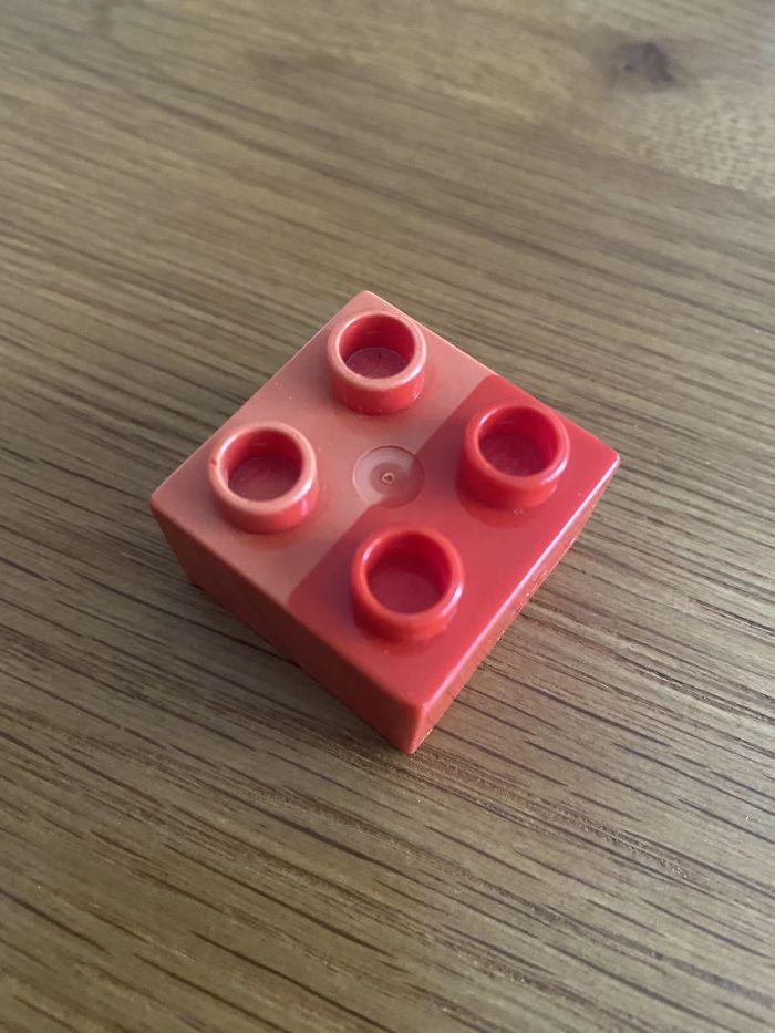 A Duplo Block From My Childhood Had Another Block Connected Over Half Of It And Prevented The Colour From Fading