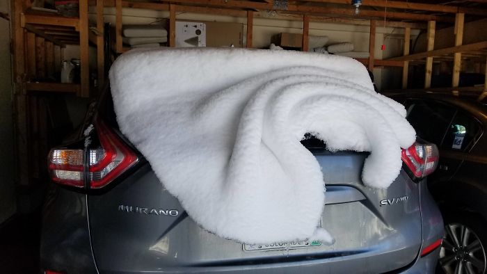 The Snow On My Husband's Car Looks Like Cloth