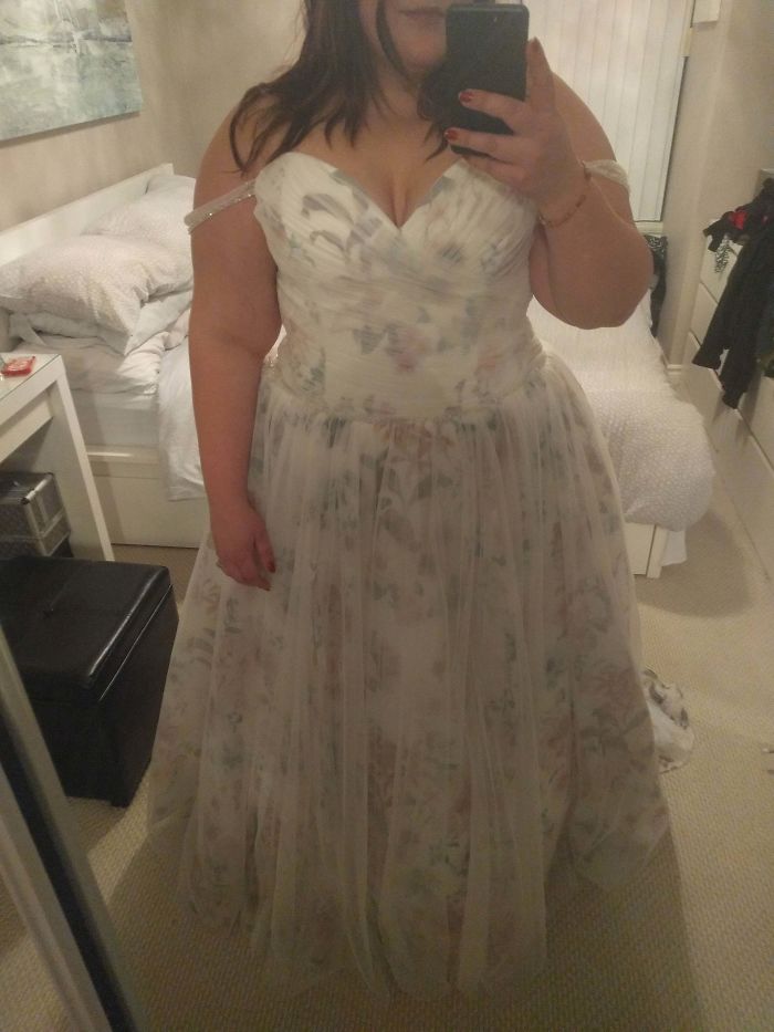 As A Plus Sized Bride, I Never Thought I'd Find A Dress I Could Feel Pretty In. Took A Chance On This Beauty For $250. Floral Print!