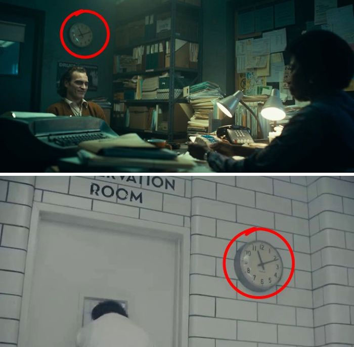 Cada reloj en El Joker marca las 11:11 porque se cree que todo ocurre en la cabeza de Arthur y por eso no se mueven
