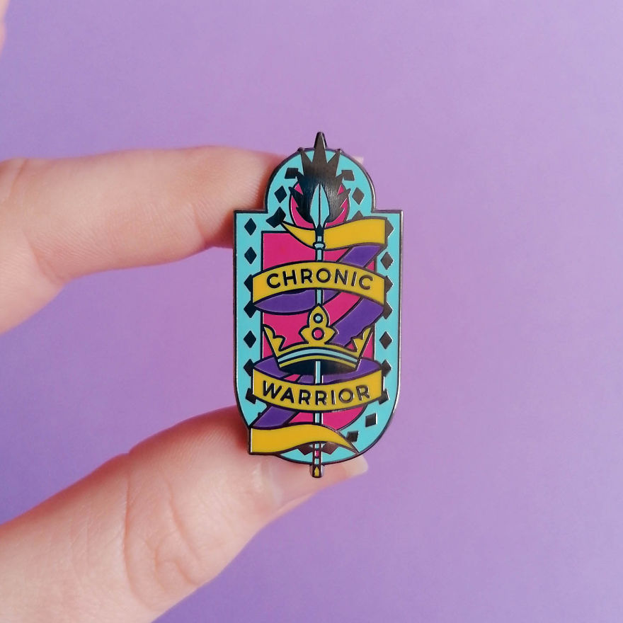 My Sister Used Her Chronic Migraines As Inspiration To Make Illustrative Pins For The Chronically Ill