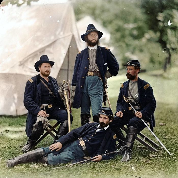 Westover Landing, August 1862
4 Union Cavalry Officers Of The 4th Pennsylvania Cavalry Relaxing