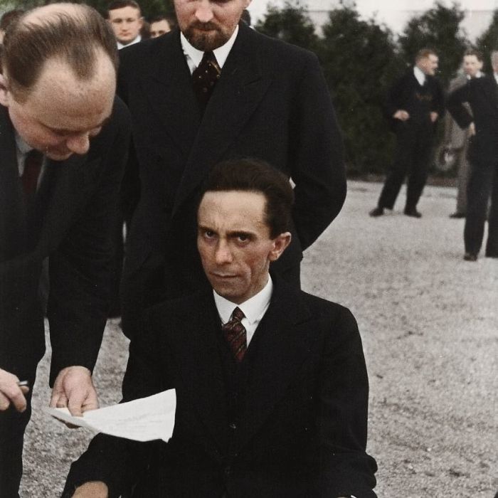 Joseph Goebbels Scowling At Photographer Albert Eisenstaedt After Finding Out Eisenstaedt Was Jewish.