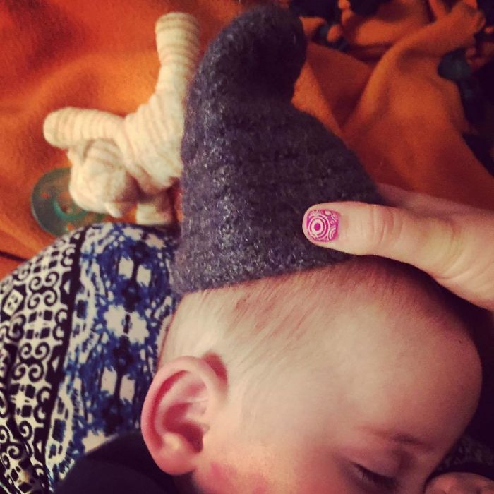 When You Accidentally Shrink Your Toddler's Hat And It Doesn't Even Fit Your 6-Month-Old