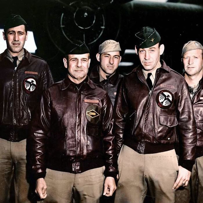 Crew No. 1 Of The Doolittle Raid Standing In Front Of B25 #40-2344 On The Deck Of The Uss Hornet, April 18th, 1942