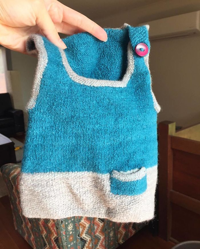 Accidentally Chucked My 2-Year-Old's Lovely Hand-Knitted Dress In The Wash And It Came Out Felted, Newborn Size