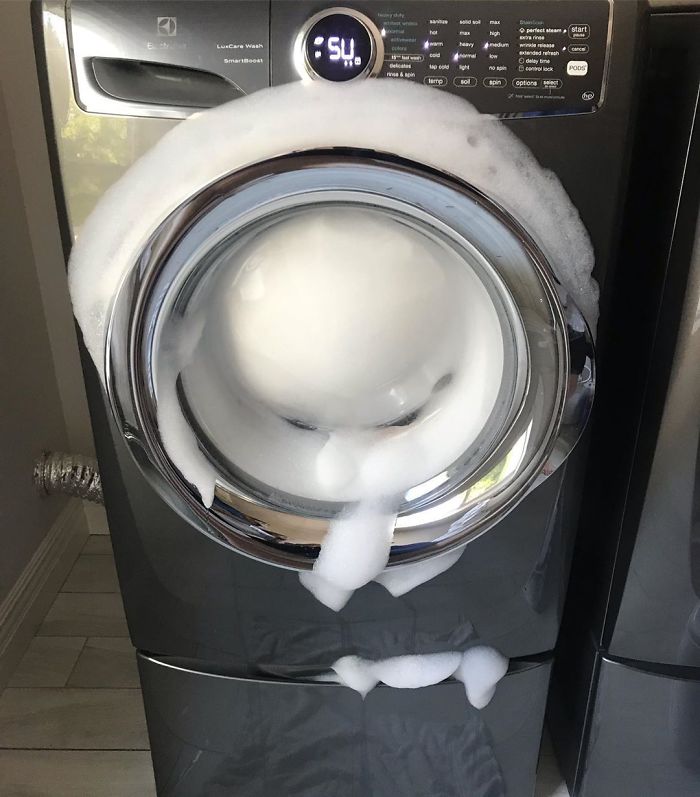 Did You Know This Was Even Possible? It’s Like Something In A Cartoon. Only I Could Fail At Putting Soap In The Washing Machine