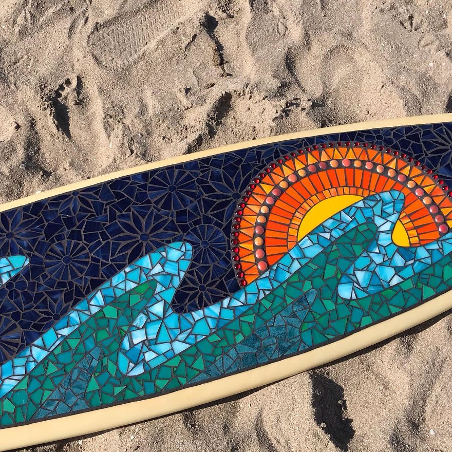 I Create Mosaic Designs On Surfboards (27 Pics)
