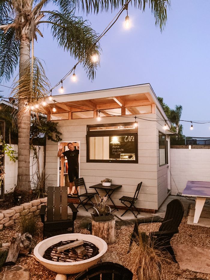 In Just 3 Months, This Dad Built A Cozy Coffee Shop In His Backyard