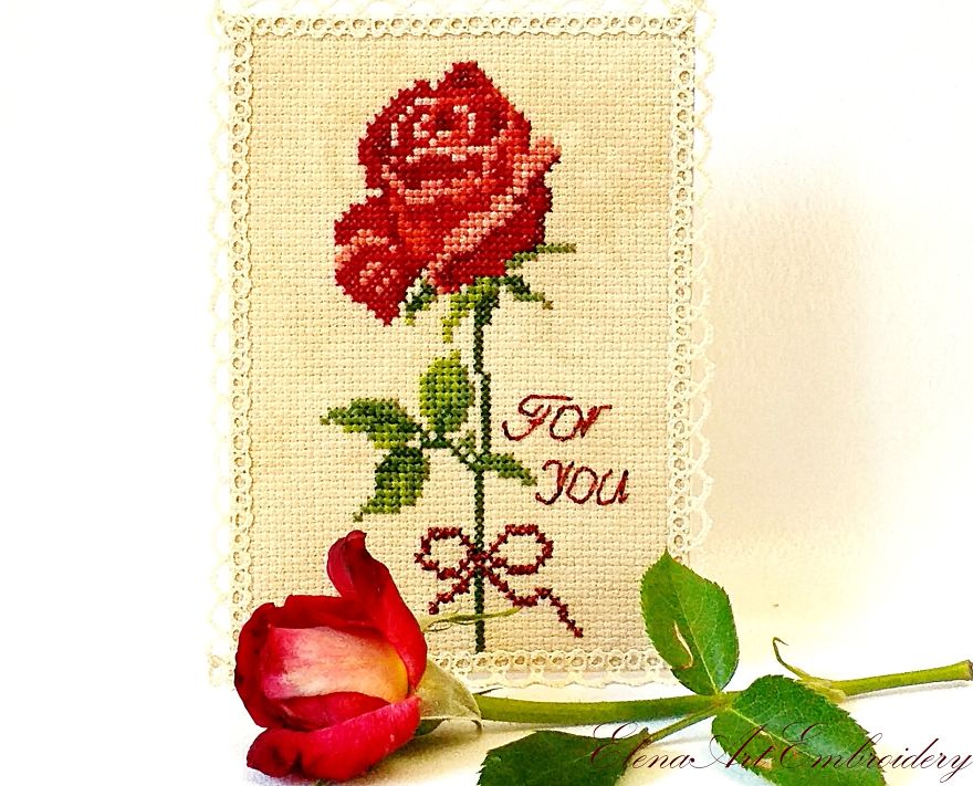 Handmade Embroidery Thank You Card