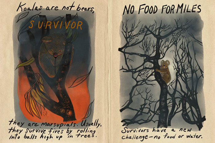 Artist Tells A Heart-Wrenching Story Of The '19-20 Australian Bushfires In 12 Sad But True Sketches
