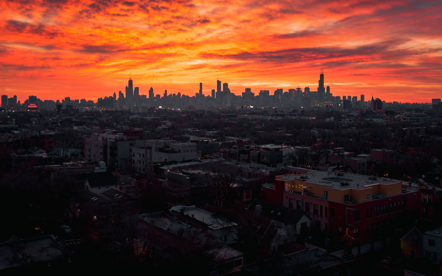 I Use My Drone To Photograph Chicago During The Most Incredible Sunrises And Sunsets (6 Pics)