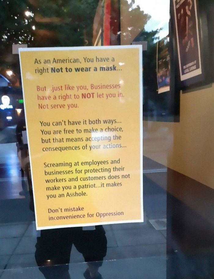 People Are Applauding This Business For Putting Up A Poster That Puts Covidiots In Their Place