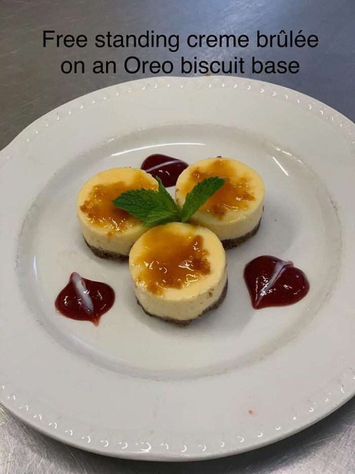 Free Standing Creme Brûlée On An Oreo Biscuit Base