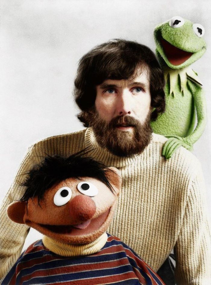 Jim Henson, Creator Of The Muppets, Sitting With Ernie & Kermit The Frog