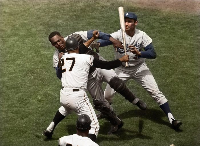 Juan Marichal, Of The San Francisco Giants, Hits John Roseboro, Of The L.a. Dodgers, In The Head With A Bat. 22nd Of August, 1965